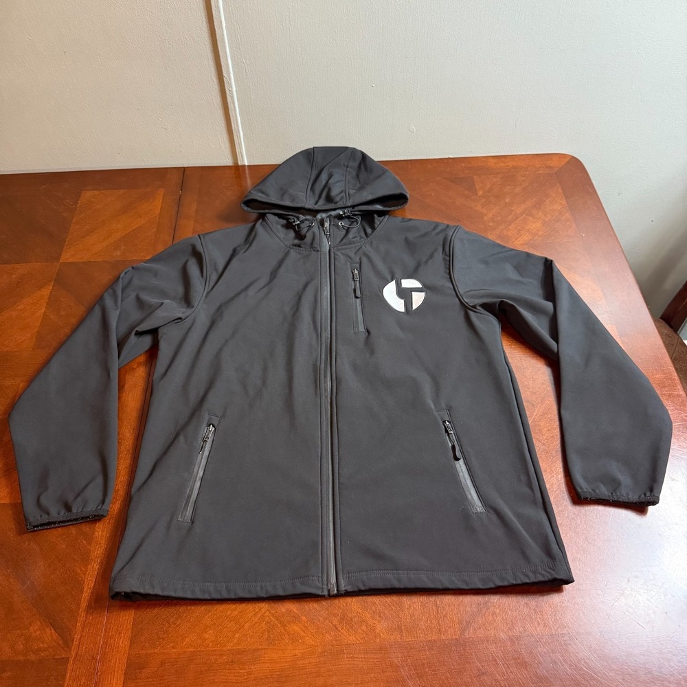 Independent Trading Jacket Mens Medium BlackHooded Drawstring Full Zip Pockets